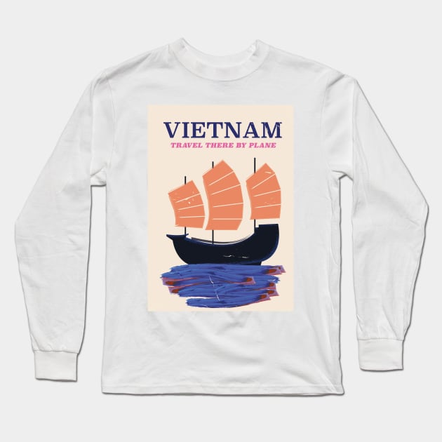 vietnam travel poster Long Sleeve T-Shirt by nickemporium1